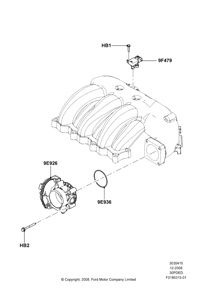 15G - Throttle Housing, 3.0L 4V OHC V6 Duratec 230HP; 04/FEB/2009-29/JUL/2012