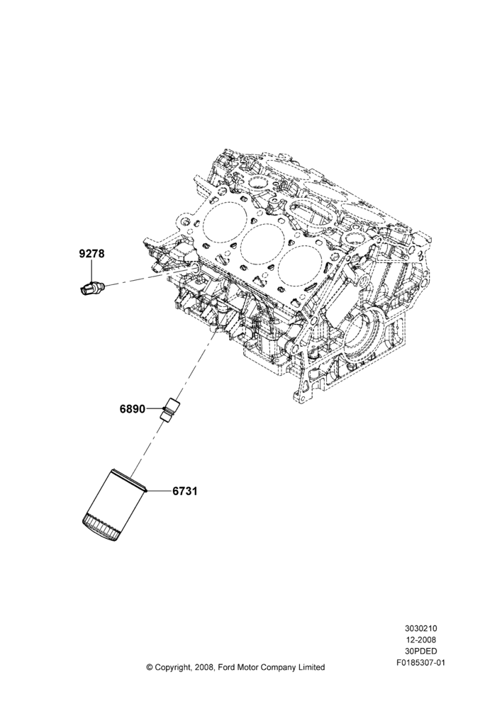 10F - Oil Cooler and Filter, 3.0L 4V OHC V6 Duratec 230HP; 04/FEB/2009-29/JUL/2012