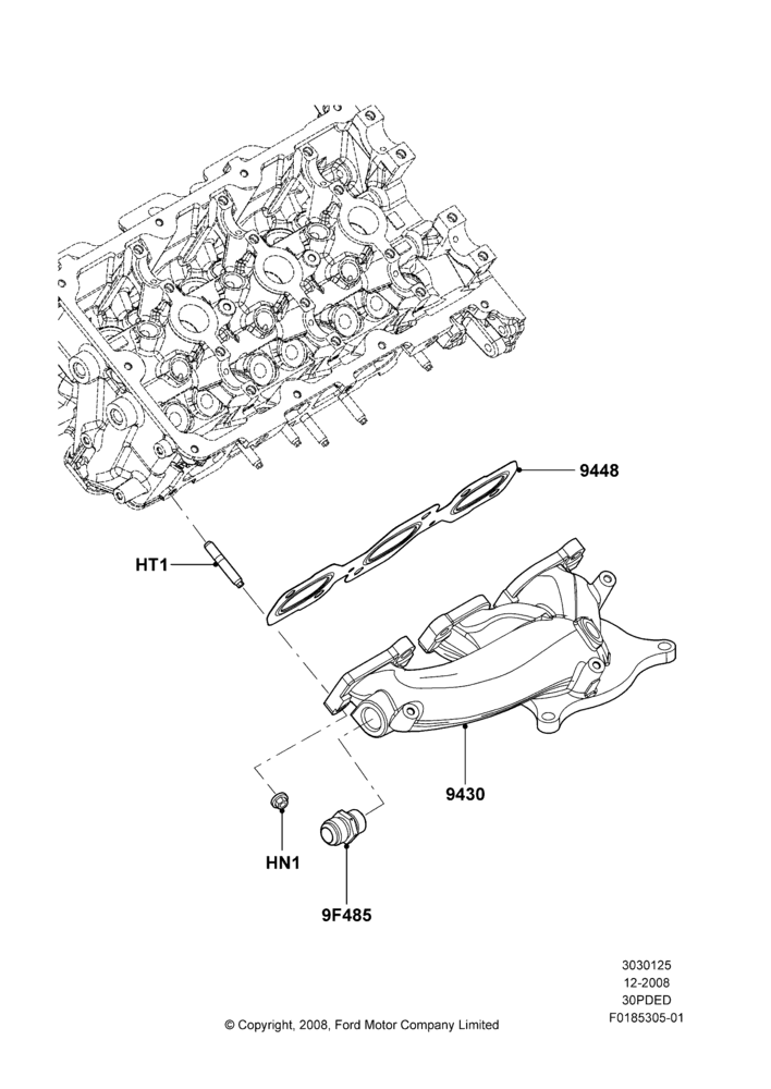 25E - Exhaust Manifold, 3.0L 4V OHC V6 Duratec 230HP; 04/FEB/2009-29/JUL/2012
