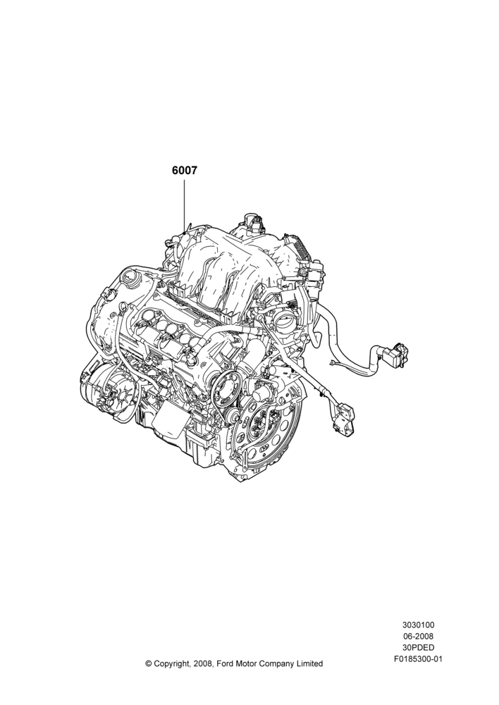 00F - Engine Assy Fully Dressed, 3.0L 4V OHC V6 Duratec 230HP; 04/FEB/2009-29/JUL/2012