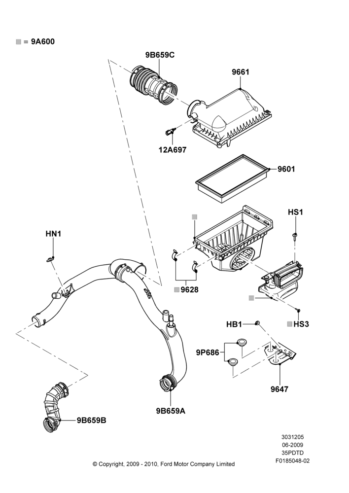 05A - Air Cleaner, 3.5L DOHC T/C V6 Gas; 06/JUL/2009