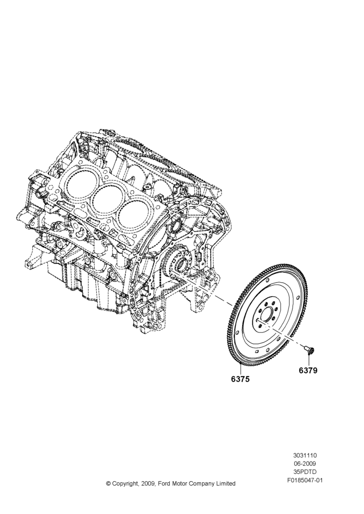 10A - Flywheel, 3.5L DOHC T/C V6 Gas; 06/JUL/2009