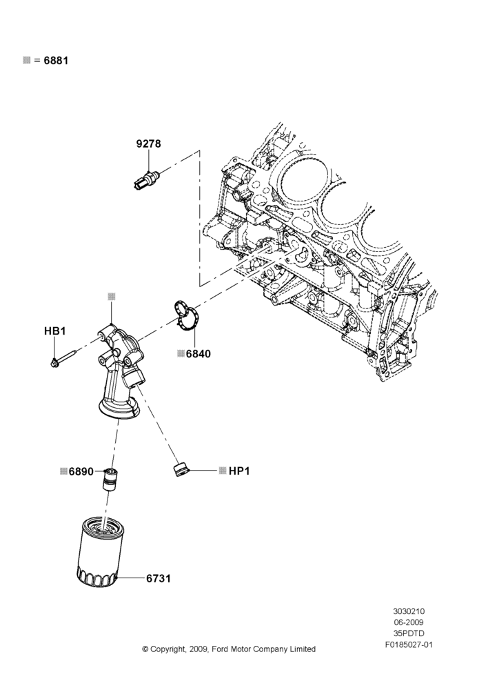 10A - Oil Cooler and Filter, 3.5L DOHC T/C V6 Gas; 06/JUL/2009