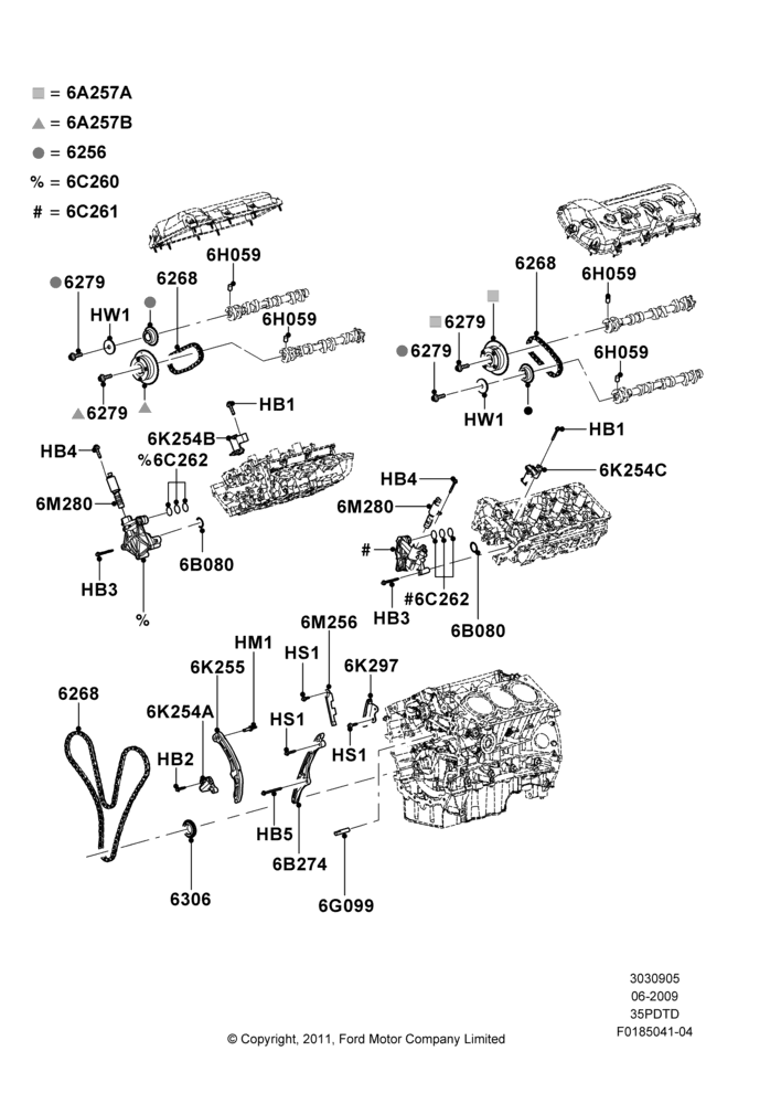 05A - Timing Gear, 3.5L DOHC T/C V6 Gas; 06/JUL/2009-13/OCT/2010