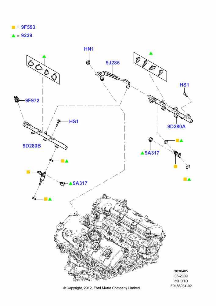 05A - Fuel Injectors and Pipes, 3.5L DOHC T/C V6 Gas; 06/JUL/2009