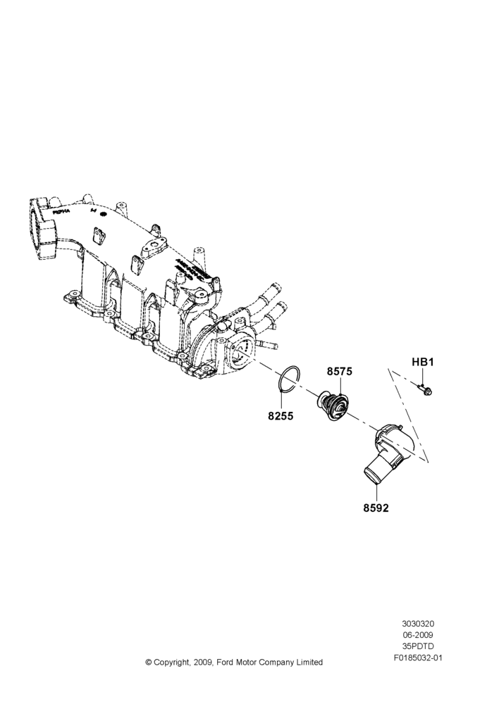 20A - Thermostat/Housing & Related Parts, 3.5L DOHC T/C V6 Gas; 06/JUL/2009
