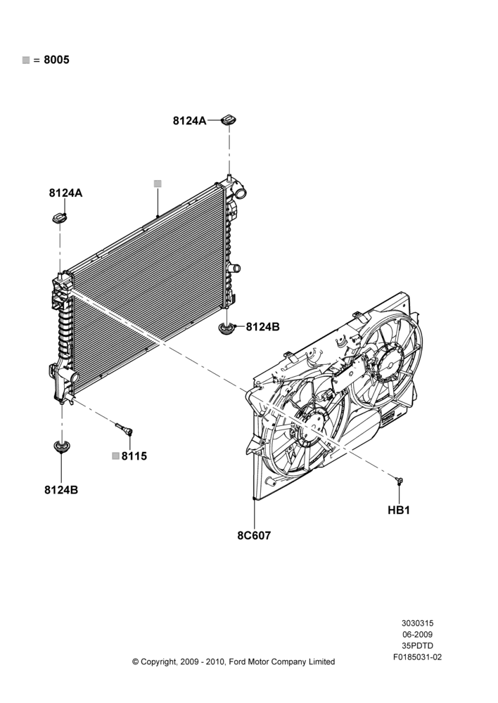15A - Radiator/Coolant Overflow Container, 3.5L DOHC T/C V6 Gas; 06/JUL/2009