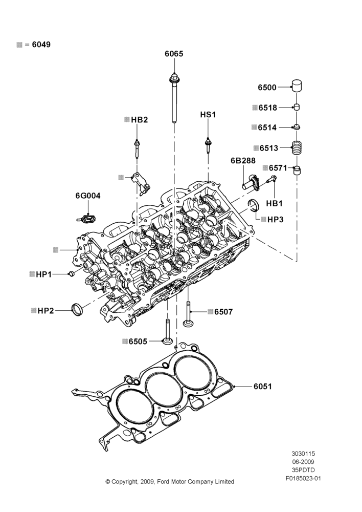 15A - Cylinder Head, 3.5L DOHC T/C V6 Gas; 06/JUL/2009