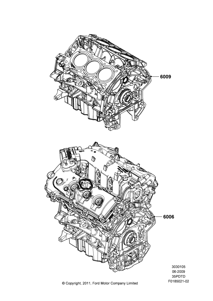05A - Service Engine and Short Block, 3.5L DOHC T/C V6 Gas; 06/JUL/2009