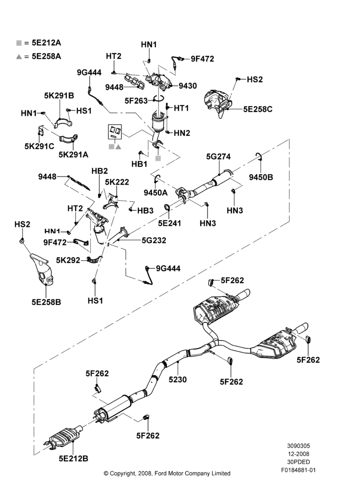 05H - Exhaust System, 3.0L 4V OHC V6 Duratec 230HP; 04/FEB/2009-29/JUL/2012