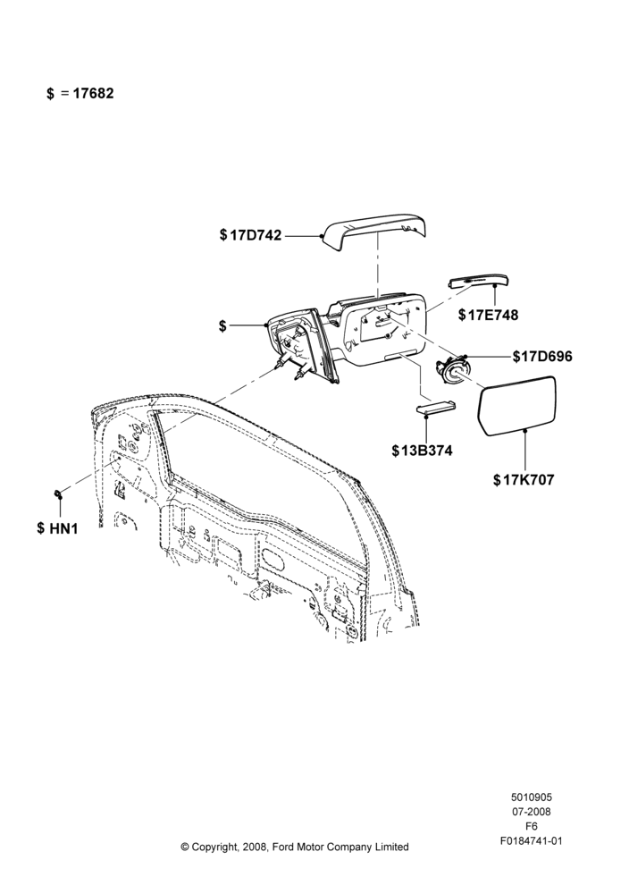 05J - Exterior Rear View Mirror, With Driver Electric/Heated Mirror, With Pass Convex Elec/Heated Mirror; 18/AUG/2008-23/DEC/2014