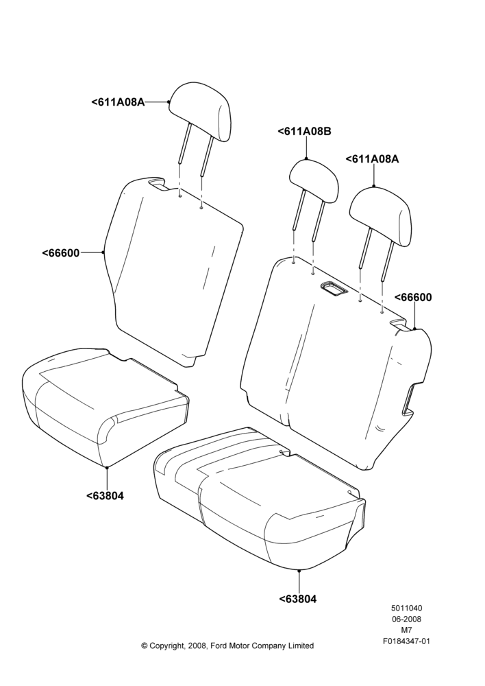 40F - Rear Seat Covers, Lincoln/Mercury Series; 23/JUN/2008-27/JUL/2009