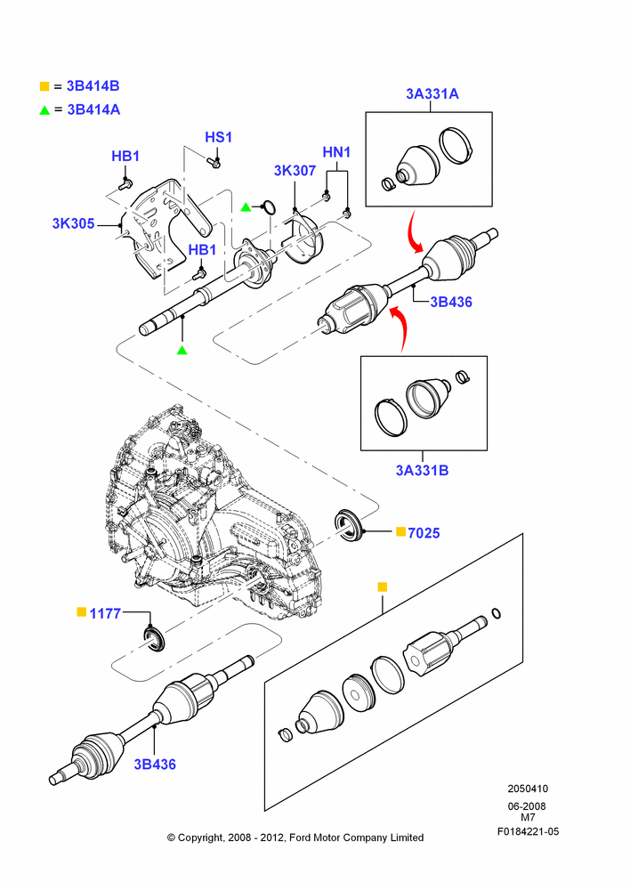 10H - Drive Shaft - Front Axle Drive, 4WD, 6 Speed Auto Trans 6F Mid-Range; 23/JUN/2008-29/APR/2012