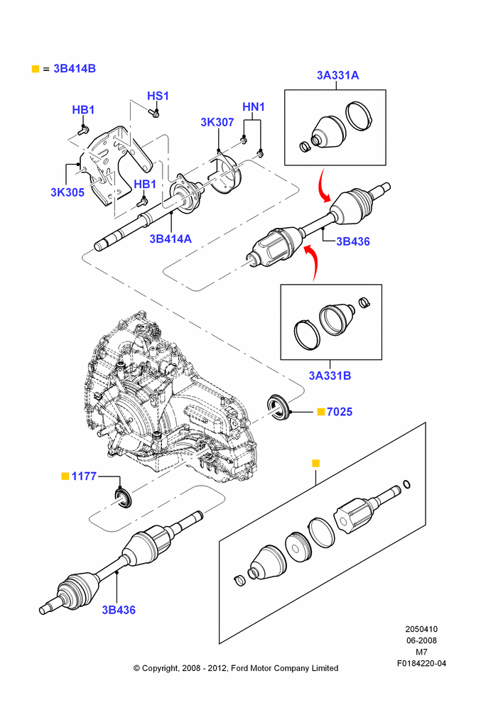 10G - Drive Shaft - Front Axle Drive, 2WD, 6 Speed Auto Trans 6F Mid-Range; 23/JUN/2008-29/APR/2012