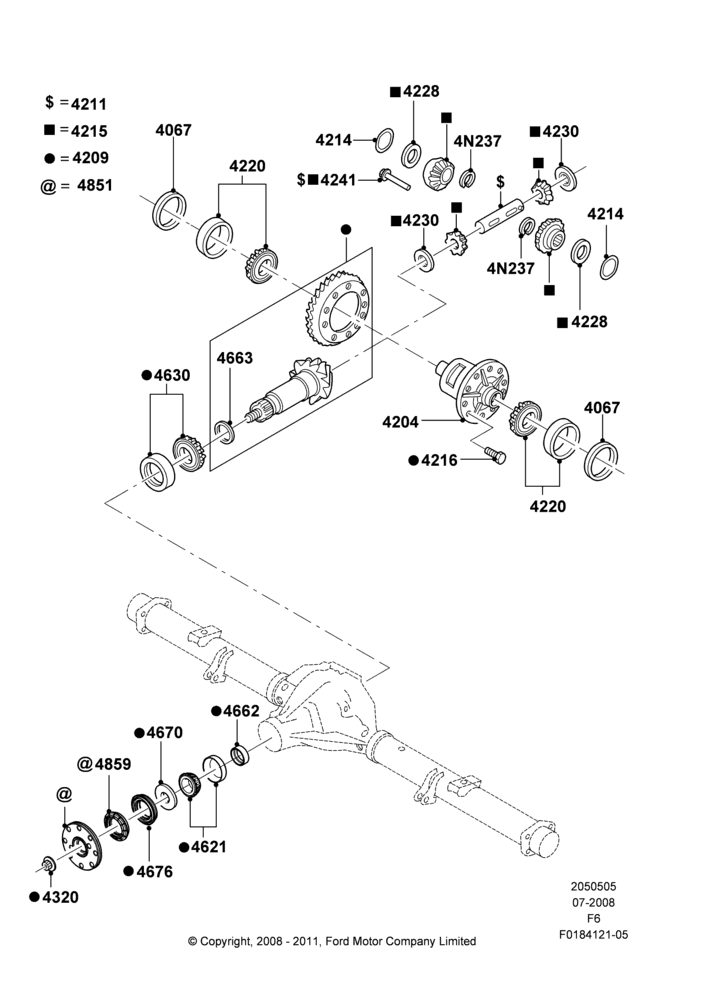 05P - Components - Rear Axle Diff & Carr., Rear Axle Less Limited Slip Diff, With 9.75" Axle; 18/AUG/2008-20/DEC/2010