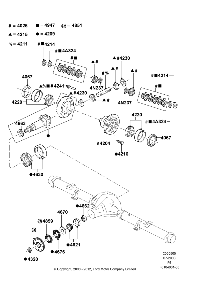 05N - Components - Rear Axle Diff & Carr., Rear Axle Limited Slip Differential, With 9.75" Axle; 18/AUG/2008-20/DEC/2010