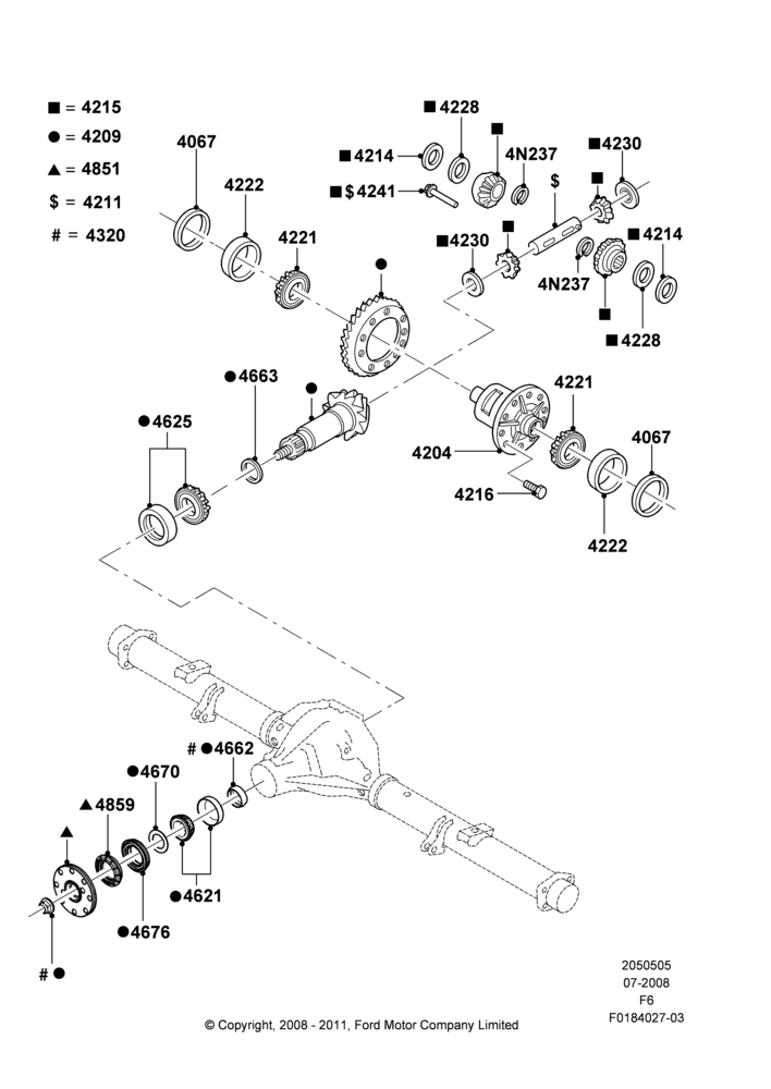 05L - Components - Rear Axle Diff & Carr., Rear Axle Less Limited Slip Diff, With 8.8 Axle; 18/AUG/2008-23/DEC/2014