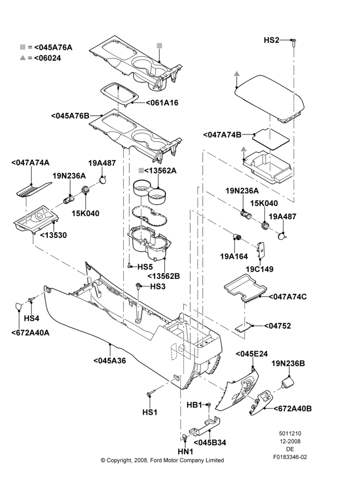 10C - Console - Floor, Ford Division Derivative, Mercury Division Derivative; 04/FEB/2009-29/JUL/2012