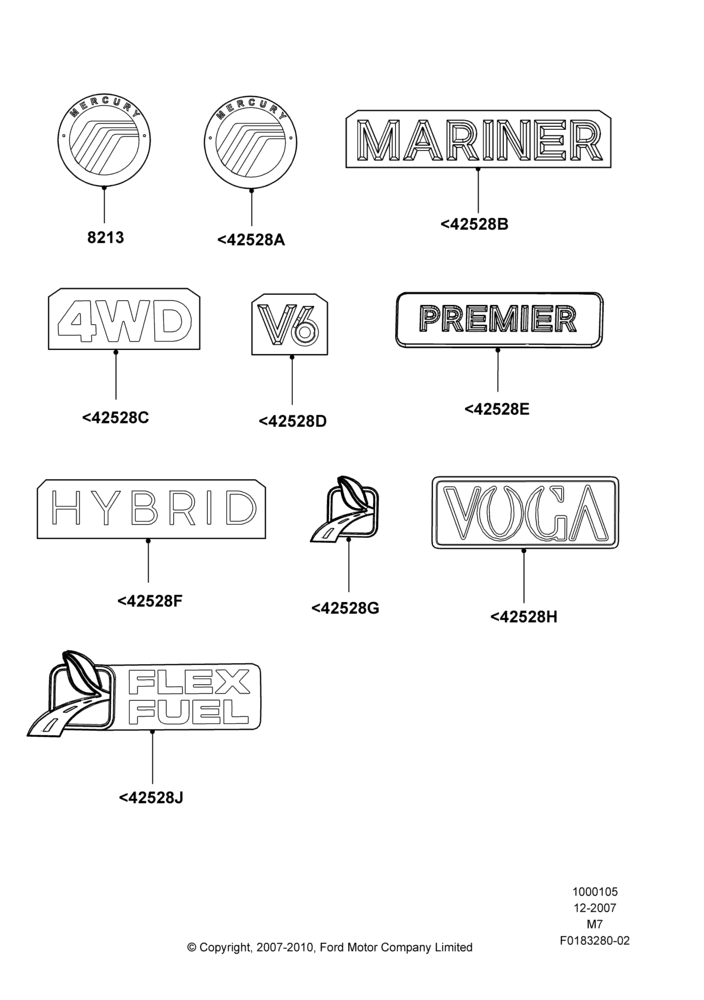 Name Plates, Lincoln/Mercury Series