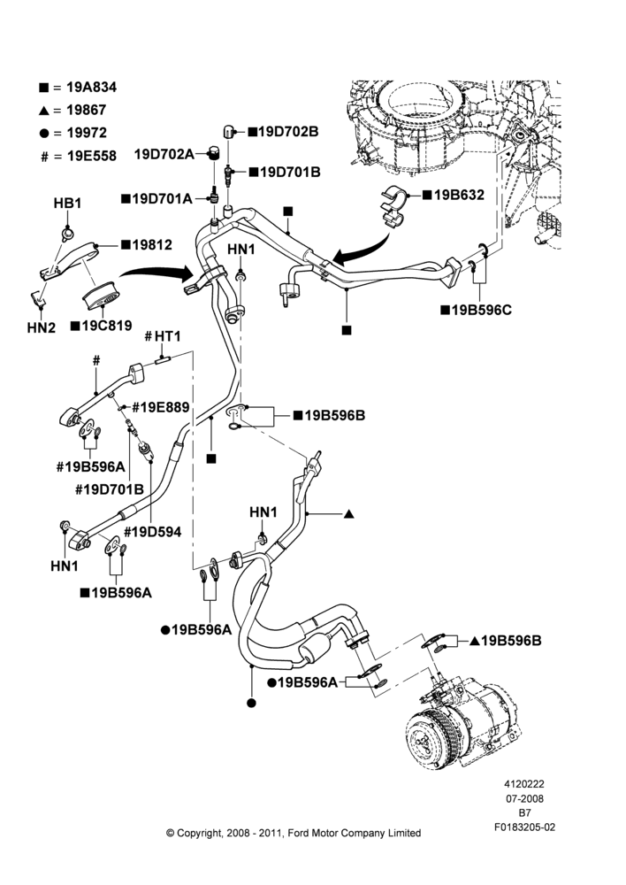 22G - Air Conditioning System, Under Hood; 15/SEP/2008-11/AUG/2014