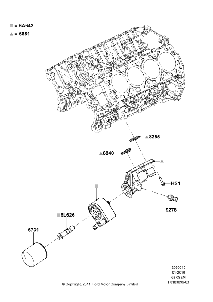 10A - Oil Cooler and Filter, 6.2L 16V OHC NA V8 Gas; 01/FEB/2010-23/DEC/2014