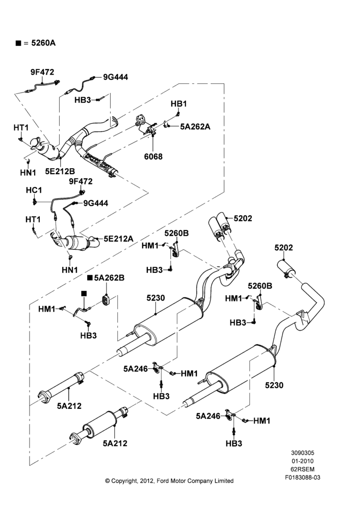 Exhaust System, 6.2L 16V OHC NA V8 Gas