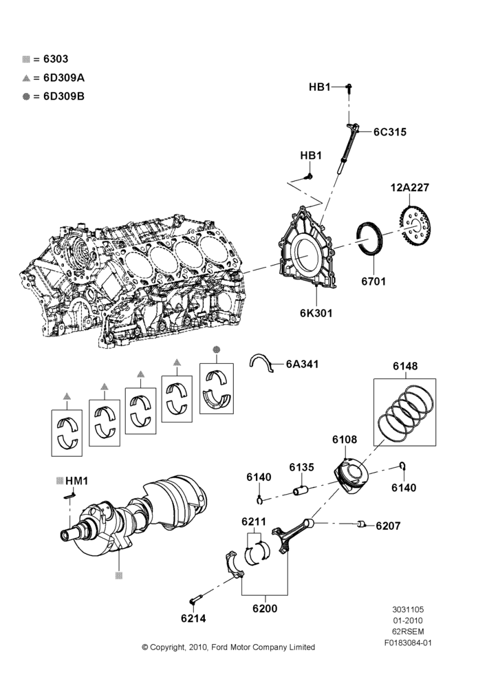 05A - Crankshaft/Pistons and Bearings, 6.2L 16V OHC NA V8 Gas; 01/FEB/2010-23/DEC/2014