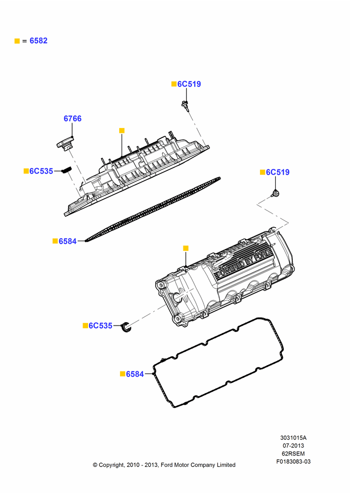 15A - Cylinder Head Cover, 6.2L 16V OHC NA V8 Gas; 01/FEB/2010-23/DEC/2014