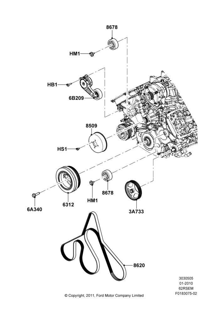 Pulleys and Drive Belts, 6.2L 16V OHC NA V8 Gas