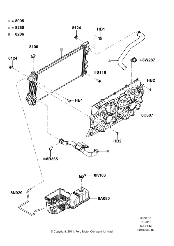 Radiator/Coolant Overflow Container, 6.2L 16V OHC NA V8 Gas