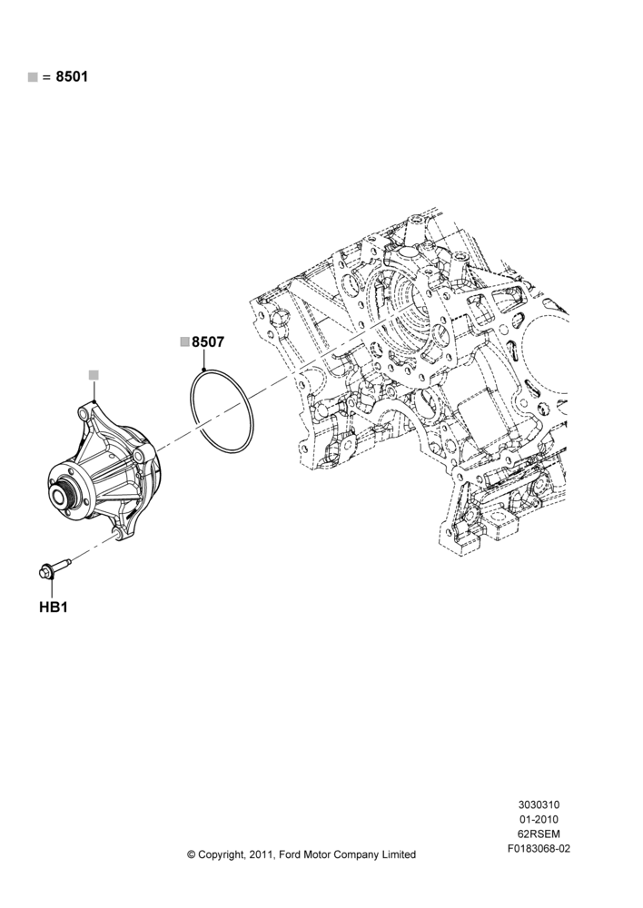 Water Pump, 6.2L 16V OHC NA V8 Gas