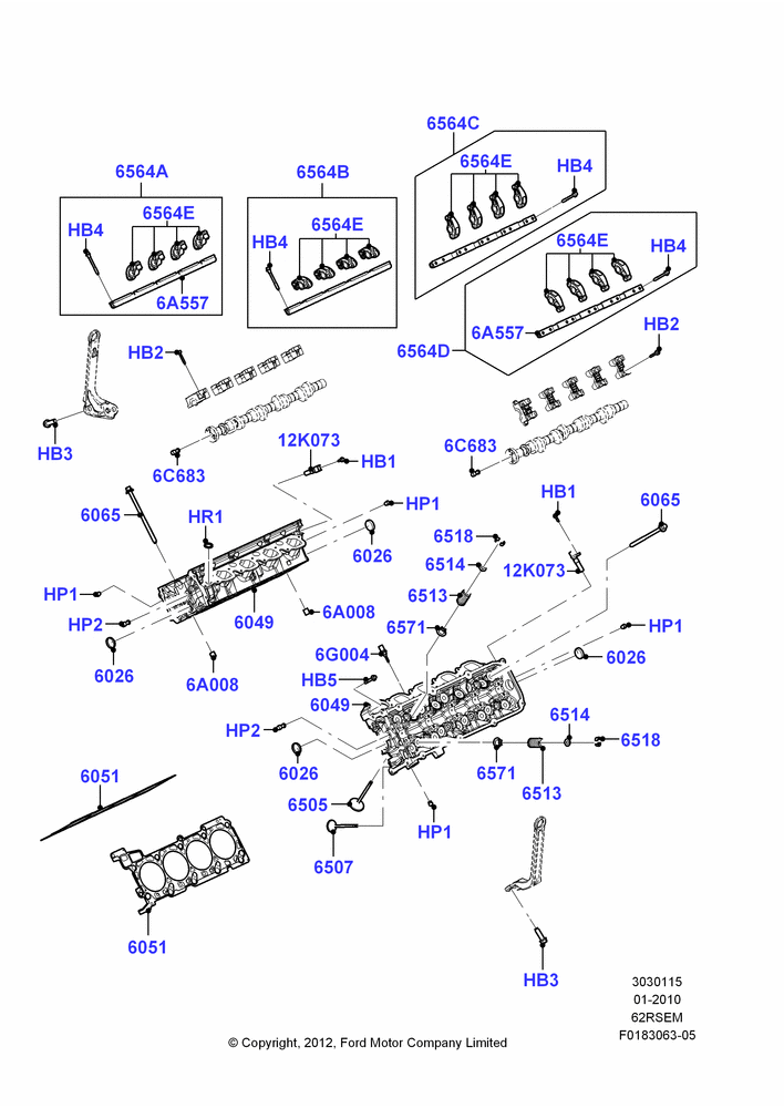 15A - Cylinder Head, 6.2L 16V OHC NA V8 Gas; 01/FEB/2010-23/DEC/2014