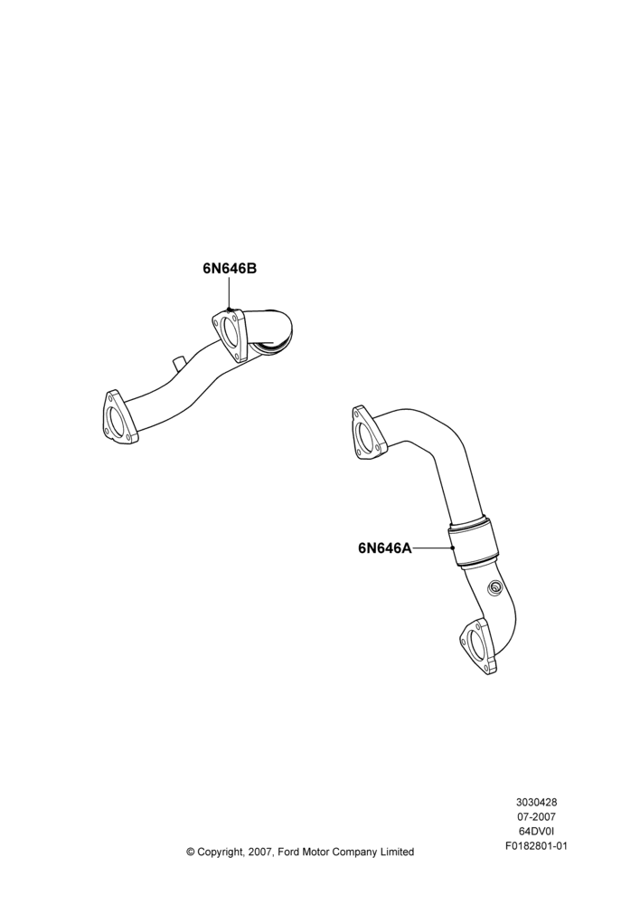 Pipes - Turbocharger - Exhaust Side, (-)"CDN/MEX/USA", 6.4L Diesel V8 Twin Turbo, High Sulfur Diesel Fuel Content