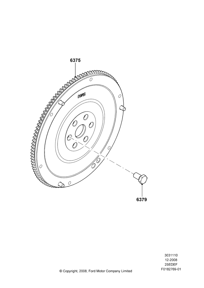 10A - Flywheel, 2.5L 4v PFI I4 Gas/Electric; 04/FEB/2009-29/JUL/2012