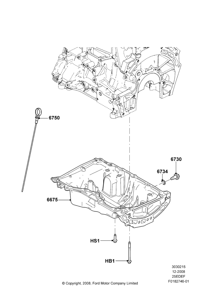 15A - Oil Pan/Oil Level Indicator, 2.5L 4v PFI I4 Gas/Electric; 04/FEB/2009-29/JUL/2012