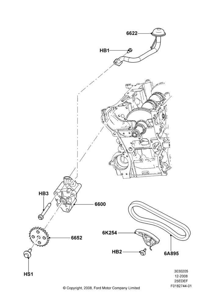 05A - Oil Pump, 2.5L 4v PFI I4 Gas/Electric; 04/FEB/2009-29/JUL/2012
