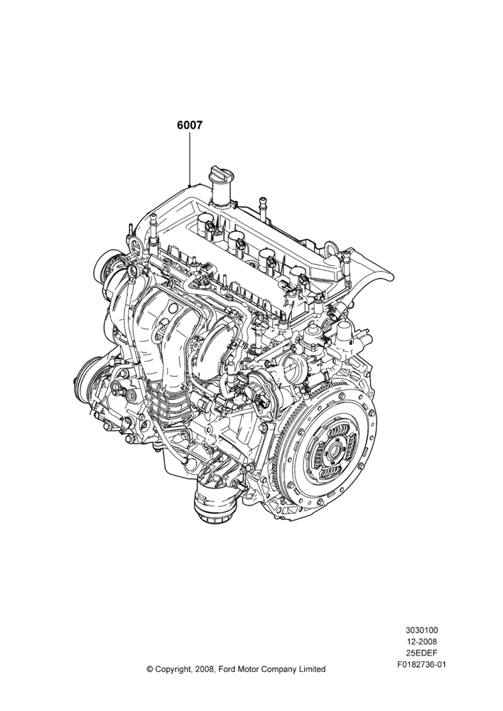 00A - Engine Assy Fully Dressed, 2.5L 4v PFI I4 Gas/Electric; 04/FEB/2009-29/JUL/2012