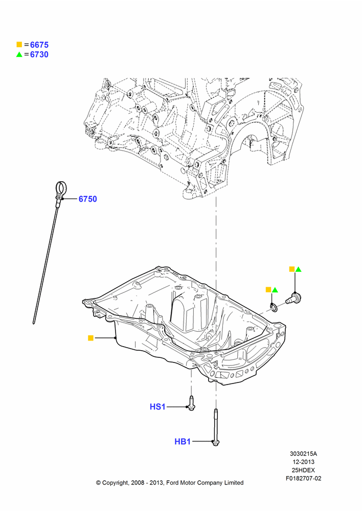 15A - Oil Pan/Oil Level Indicator, 2.5L 4v PFI I4 Gas/Electric; 23/JUN/2008-29/APR/2012