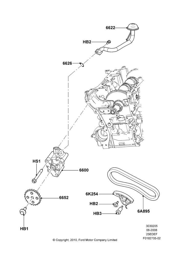 05A - Oil Pump, 2.5L 4v PFI I4 Gas/Electric; 23/JUN/2008-29/APR/2012