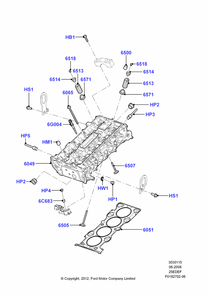 15A - Cylinder Head, 2.5L 4v PFI I4 Gas/Electric; 23/JUN/2008-29/APR/2012