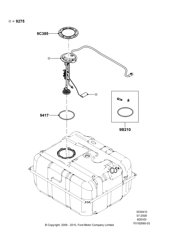 10H - Fuel Pump And Sender Unit, 6.0L  OHV Diesel V8 DI, Extended Plus Capacity Fuel Tank, With Aft-Of-Axle Fuel Tank; 18/AUG/2008-11/MAY/2009