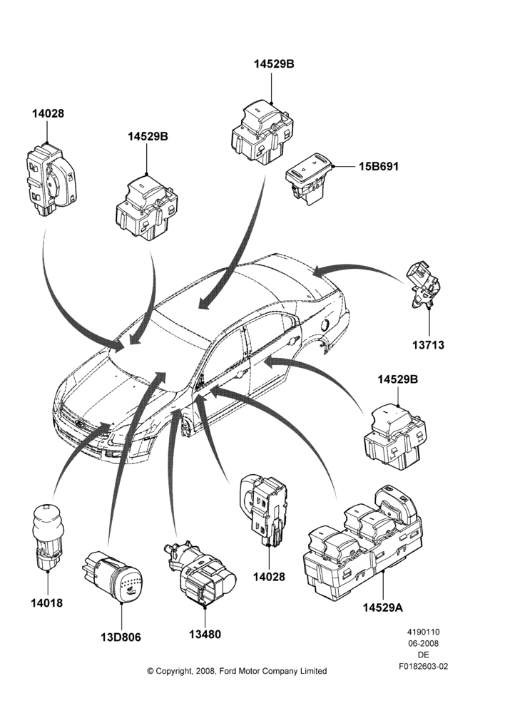 10E - Switches, Ford Division Derivative, Mercury Division Derivative; 02/JUN/2008-29/JUL/2012