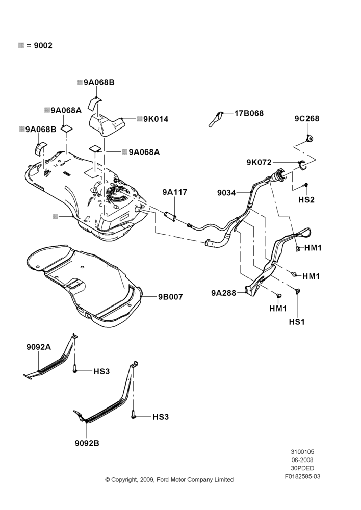 05H - Fuel Tank, 3.0L 4V OHC V6 Duratec 230HP; 23/JUN/2008-03/AUG/2009