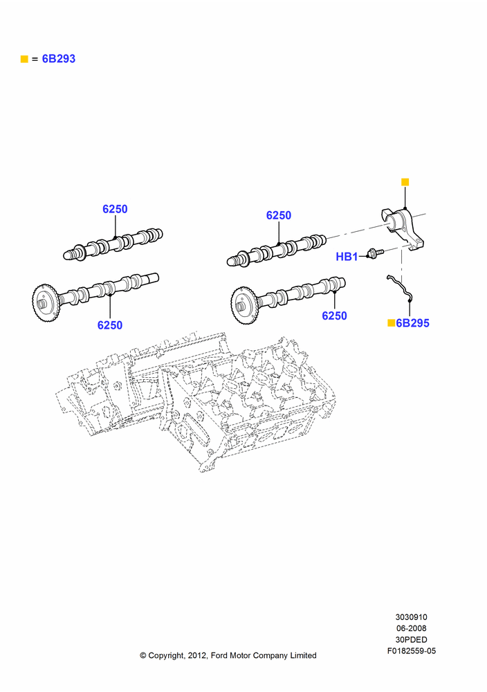 Camshaft, 3.0L 4V OHC V6 Duratec 230HP
