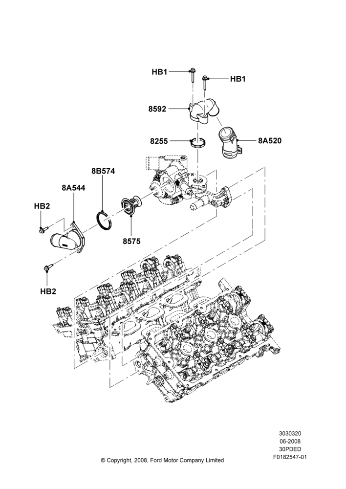 Thermostat/Housing & Related Parts, 3.0L 4V OHC V6 Duratec 230HP