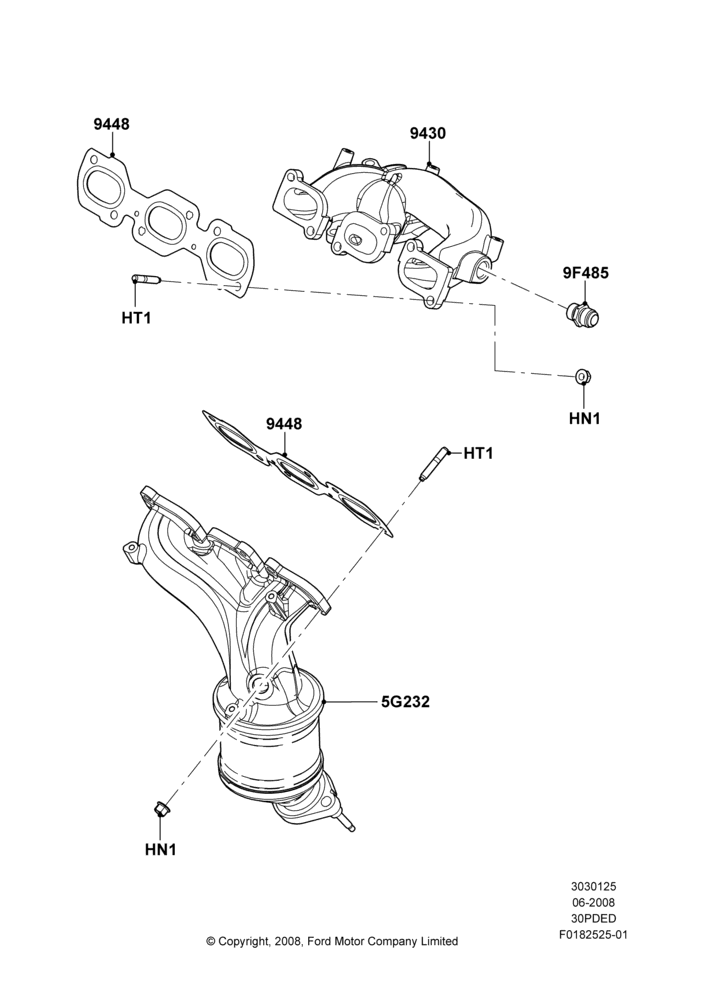 Exhaust Manifold, 3.0L 4V OHC V6 Duratec 230HP