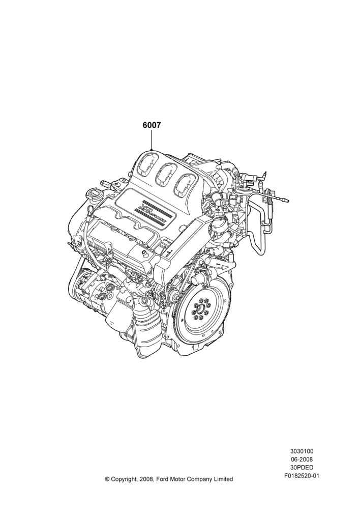 00D - Engine Assy Fully Dressed, 3.0L 4V OHC V6 Duratec 230HP; 23/JUN/2008-29/APR/2012