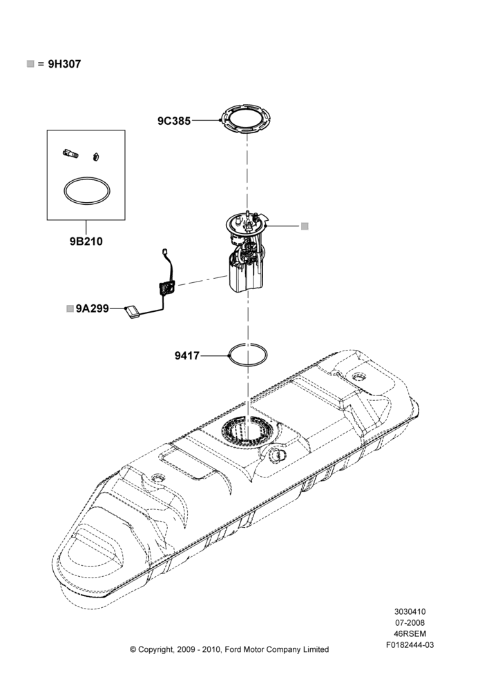 10Q - Fuel Pump And Sender Unit, Romeo 4.6 SOHC EFI, With Mid-Ship Fuel Tank; 18/AUG/2008-11/MAY/2009
