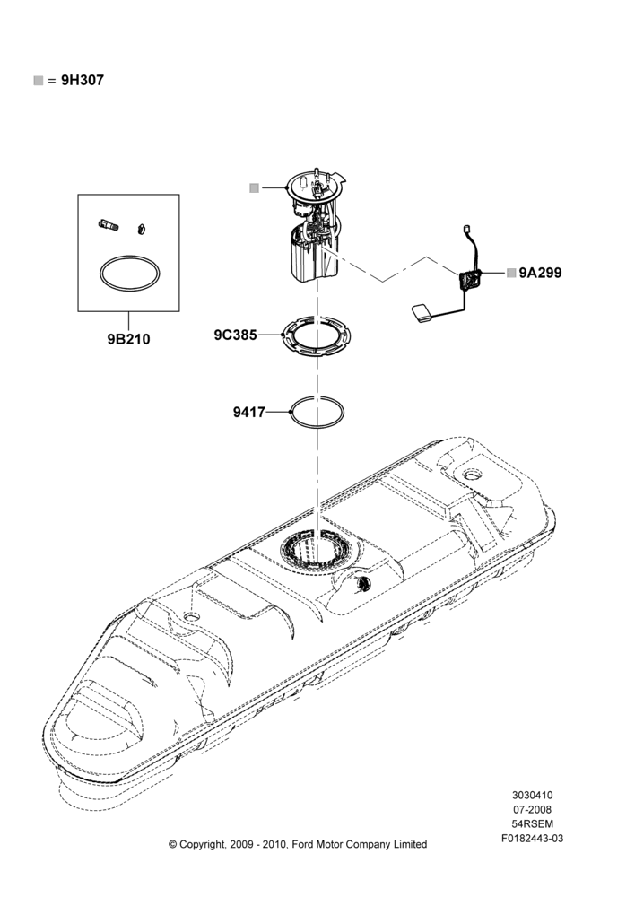 10E - Fuel Pump And Sender Unit, 5.4L Modular SOHC V8, With Mid-Ship Fuel Tank; 18/AUG/2008-11/MAY/2009