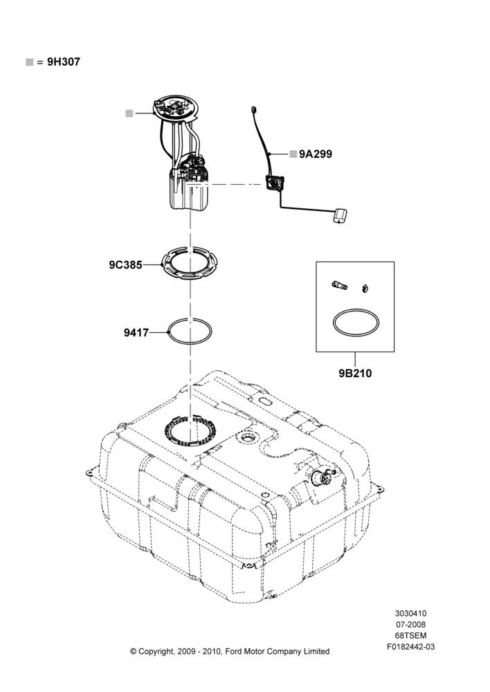 10F - Fuel Pump And Sender Unit, 6.8L SOHC EFI NA V10 Gas, Extended Plus Capacity Fuel Tank, With Aft-Of-Axle Fuel Tank; 18/AUG/2008-11/MAY/2009